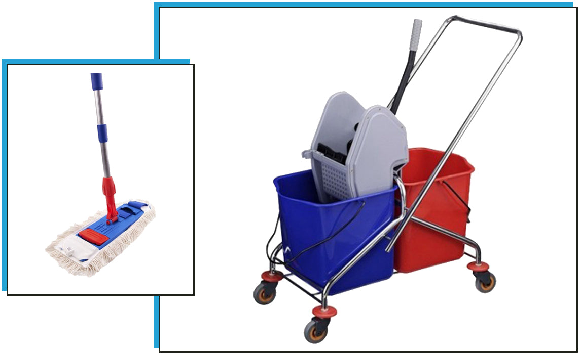 CLEANING KIT CLEANING TROLLEY 2X20L+MOP Color multicolor