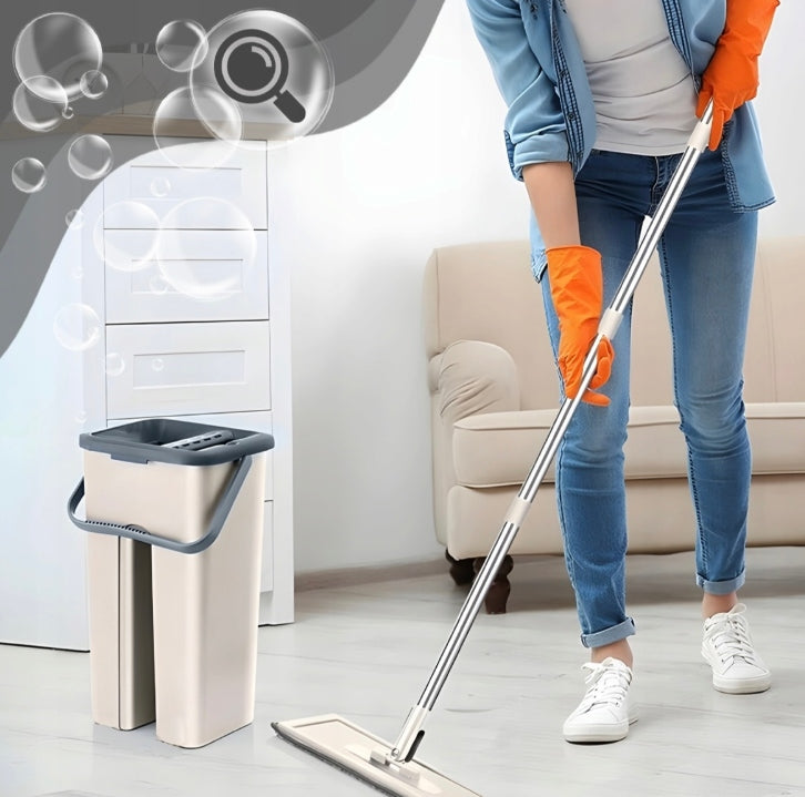 CLEANING KIT FLAT MOP WITH TWO-CHAMBER BUCKET SQUEEZER + CARTRIDGE Brand no brand