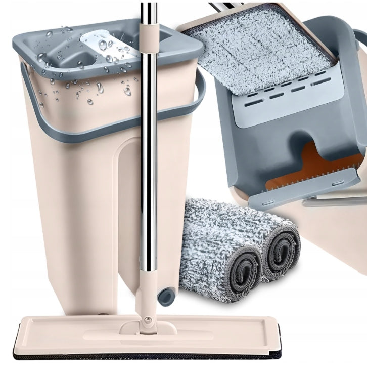 CLEANING KIT FLAT MOP WITH TWO-CHAMBER BUCKET SQUEEZER + CARTRIDGE Manufacturer code Pic