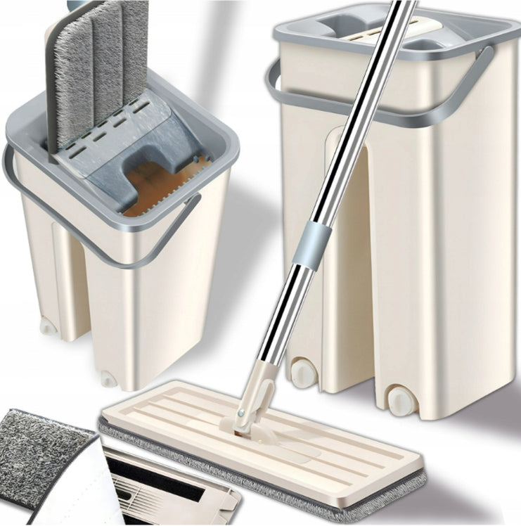 CLEANING KIT FLAT MOP WITH TWO-CHAMBER BUCKET SQUEEZER + CARTRIDGE