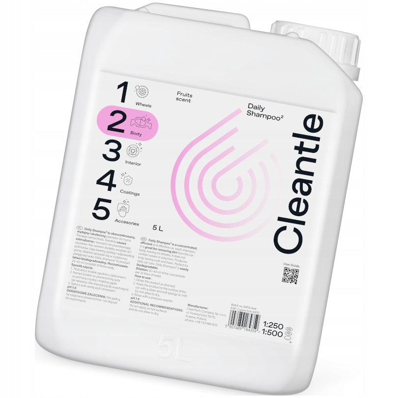 CLEANTLE Daily Shampoo 5L Highly Concentrated Car Wash Shampoo