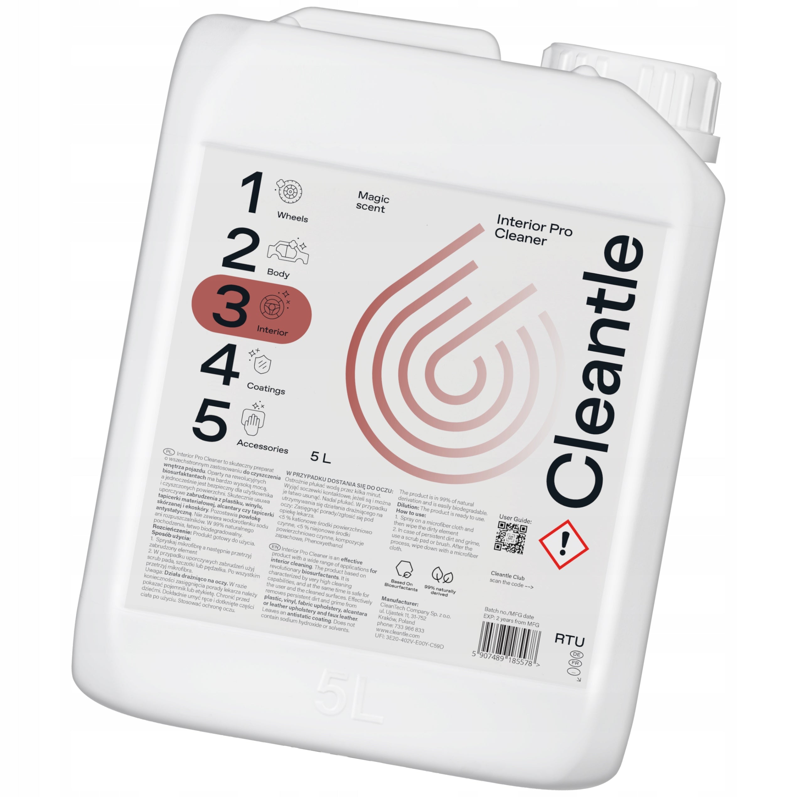 CLEANTLE INTERIOR PRO CLEANER 5L Safe Interior Cleaner