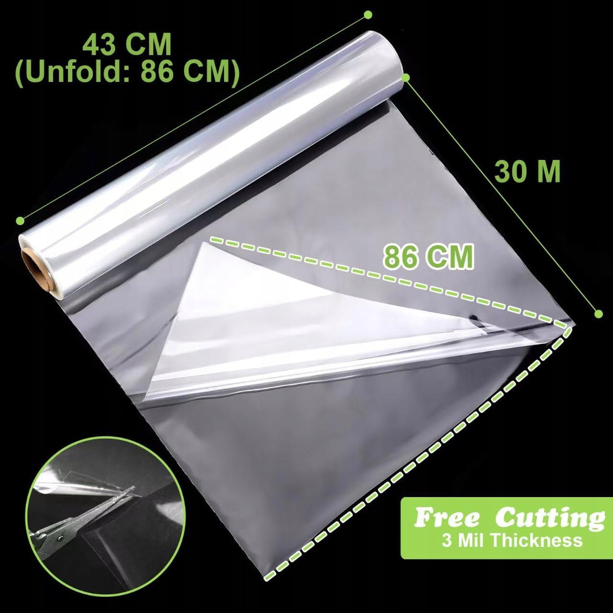 CLEAR CELLOPHANE FILM 3 MILES 86CM X 30M ROLL Length 86 cm