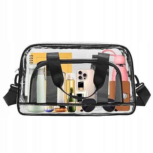 CLEAR SHOULDER BAG LARGE FOR TRAVEL GYM WORK STADIUM