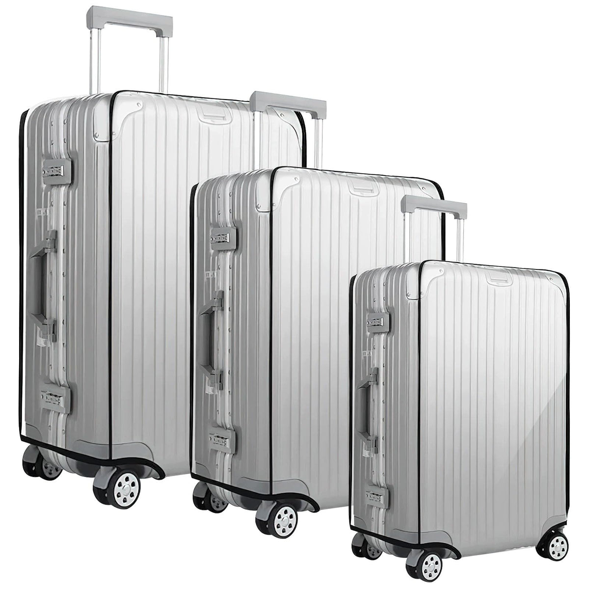 CLEAR SUITCASE COVERS 20 24 28 INCHES SET OF 3 WATERPROOF