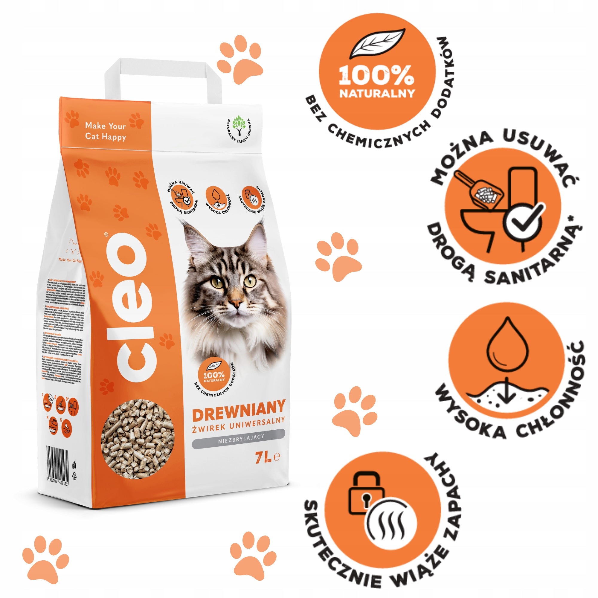 CLEO - Wooden Litter 7L Volume 7 l