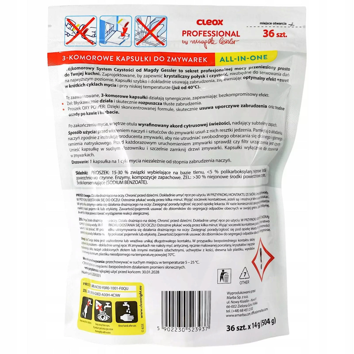 CLEOX PROFESSIONAL DISHWASHER CAPSULES 36 PCS.