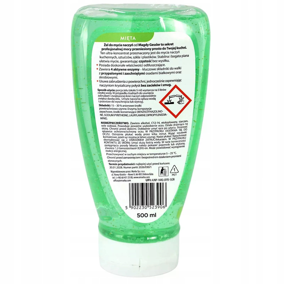 CLEOX PROFESSIONAL Dishwashing Gel MINT BY MAGDA GESSLER 500ml Packaging status original