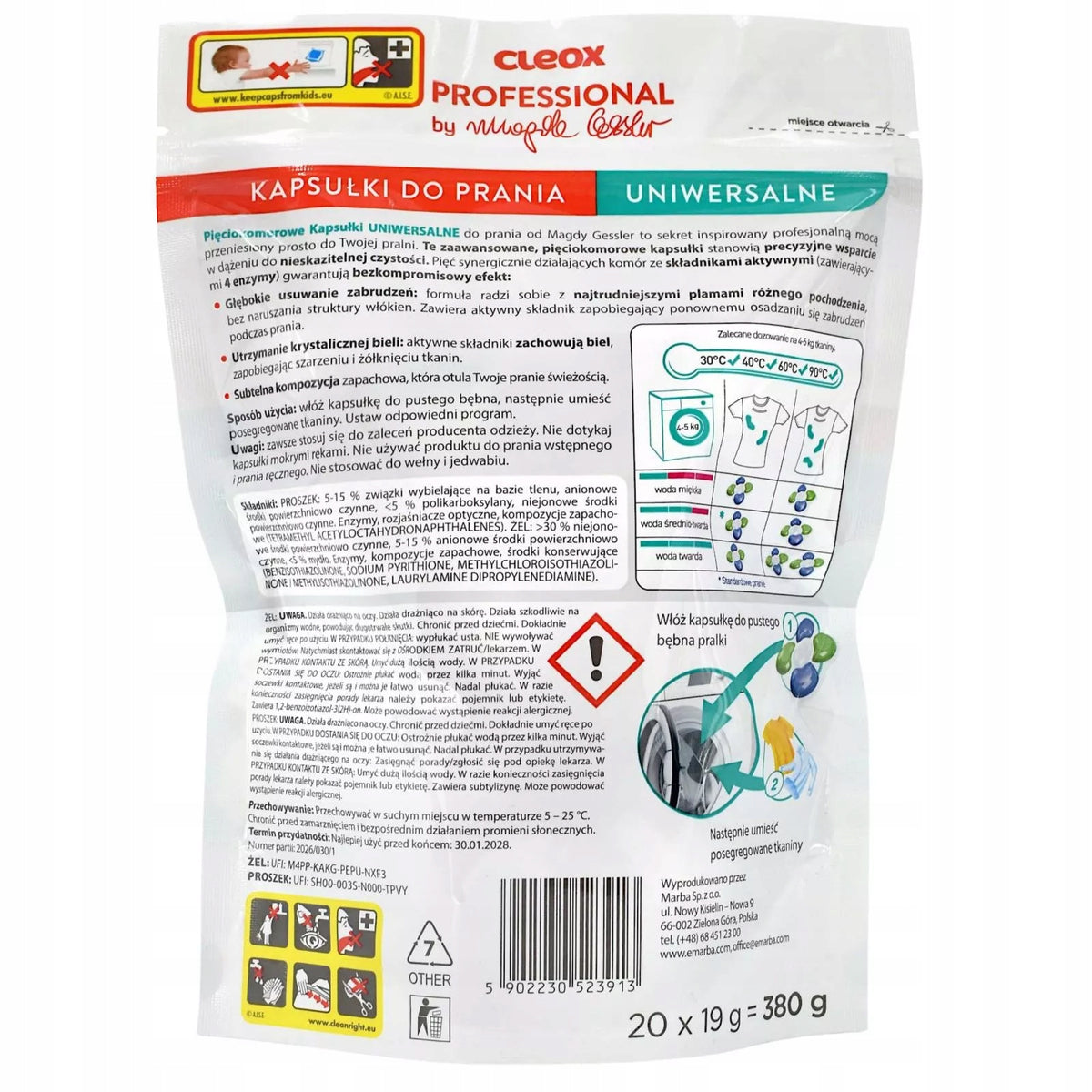 CLEOX PROFESSIONAL WASHING CAPSULES 20PCS UNIVERSAL