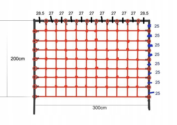CLIMBING NET 200x300 SQUARE TOYS RED Manufacturer code 3050