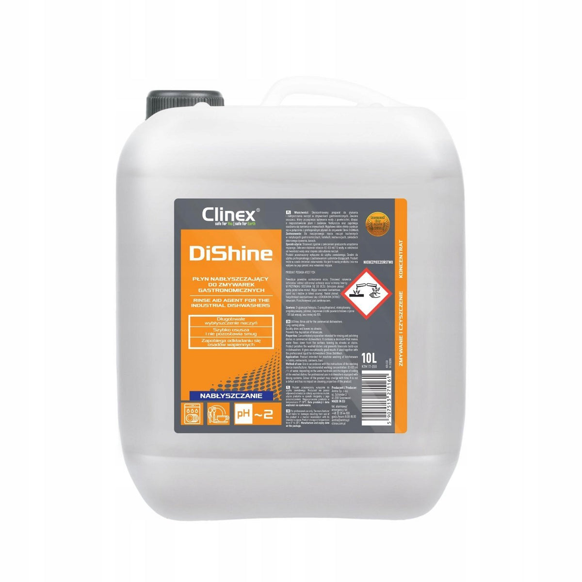 CLINEX DISHINE 10L. CONCENTRATED RINSE AID FOR GASTRONO DISHWASHERS
