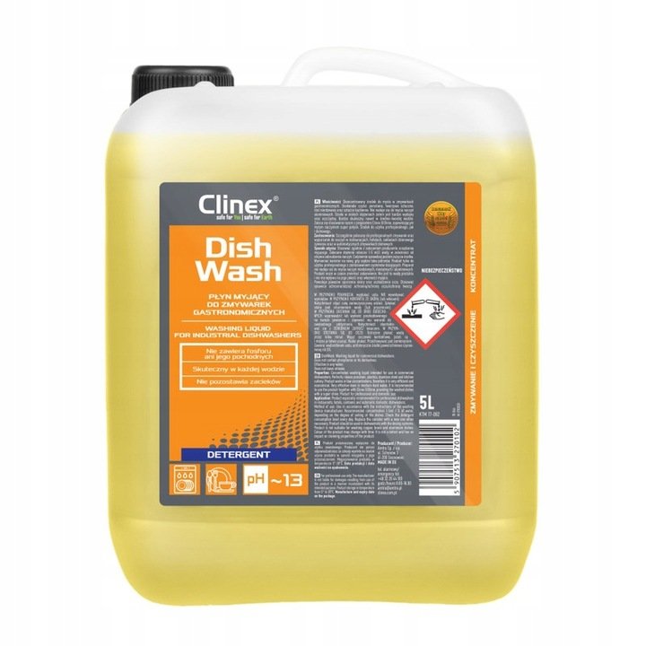 CLINEX DISHWASH 5L. CONCENTRATED WASHING LIQUID FOR GASTRONOMIC DISHWASHERS