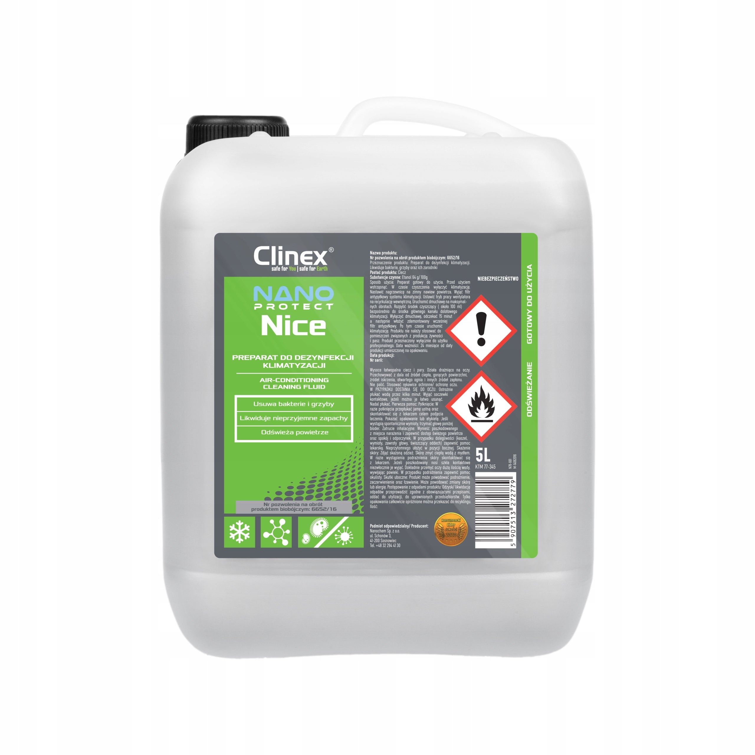 CLINEX NANO NICE 5L AIR CONDITIONING DISINFECTANT Manufacturer Clinex