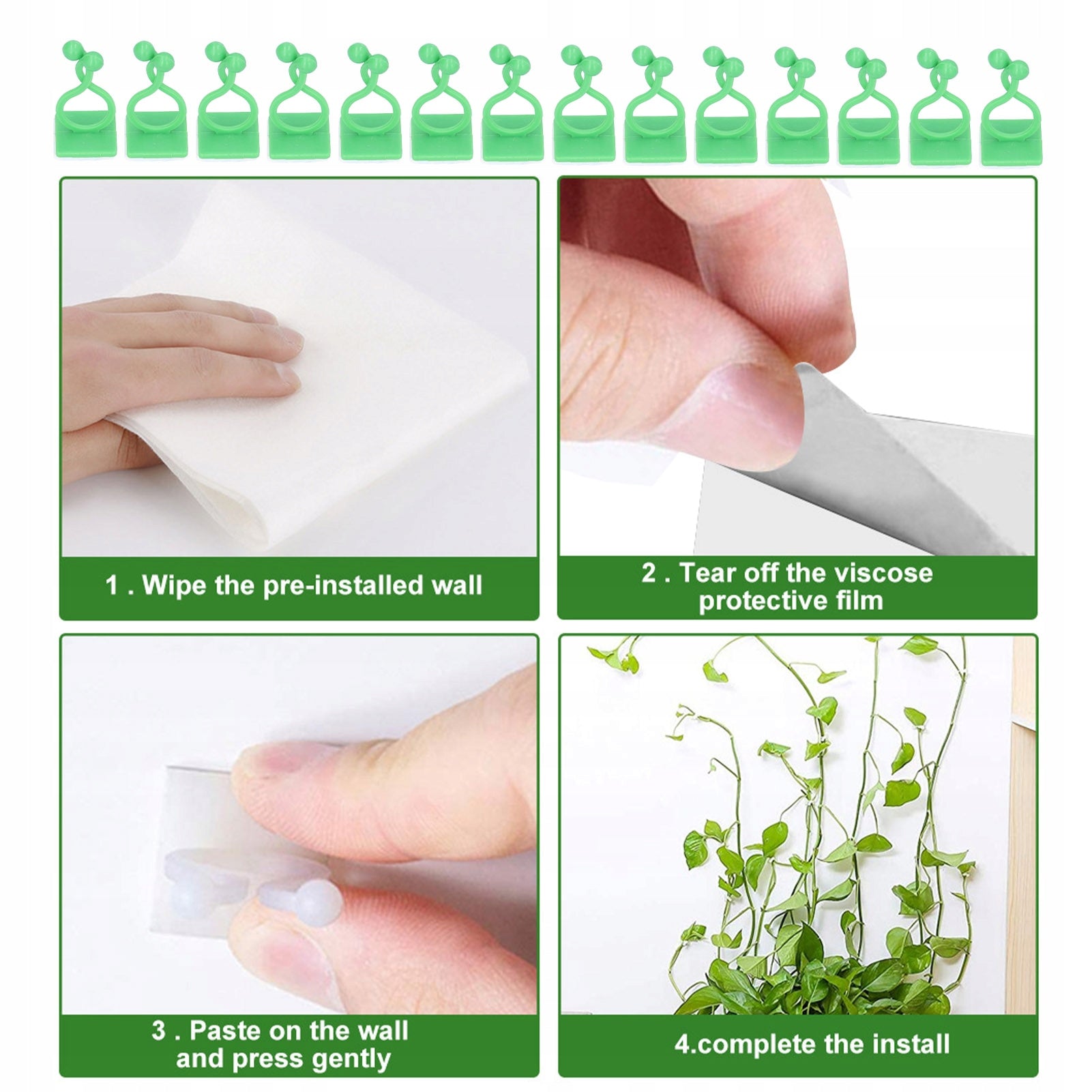 CLIP HOLDER FOR FIXING PLANT CREEPERS 35mm 100PCS SELF ADHESIVE HOOK Brand no brand