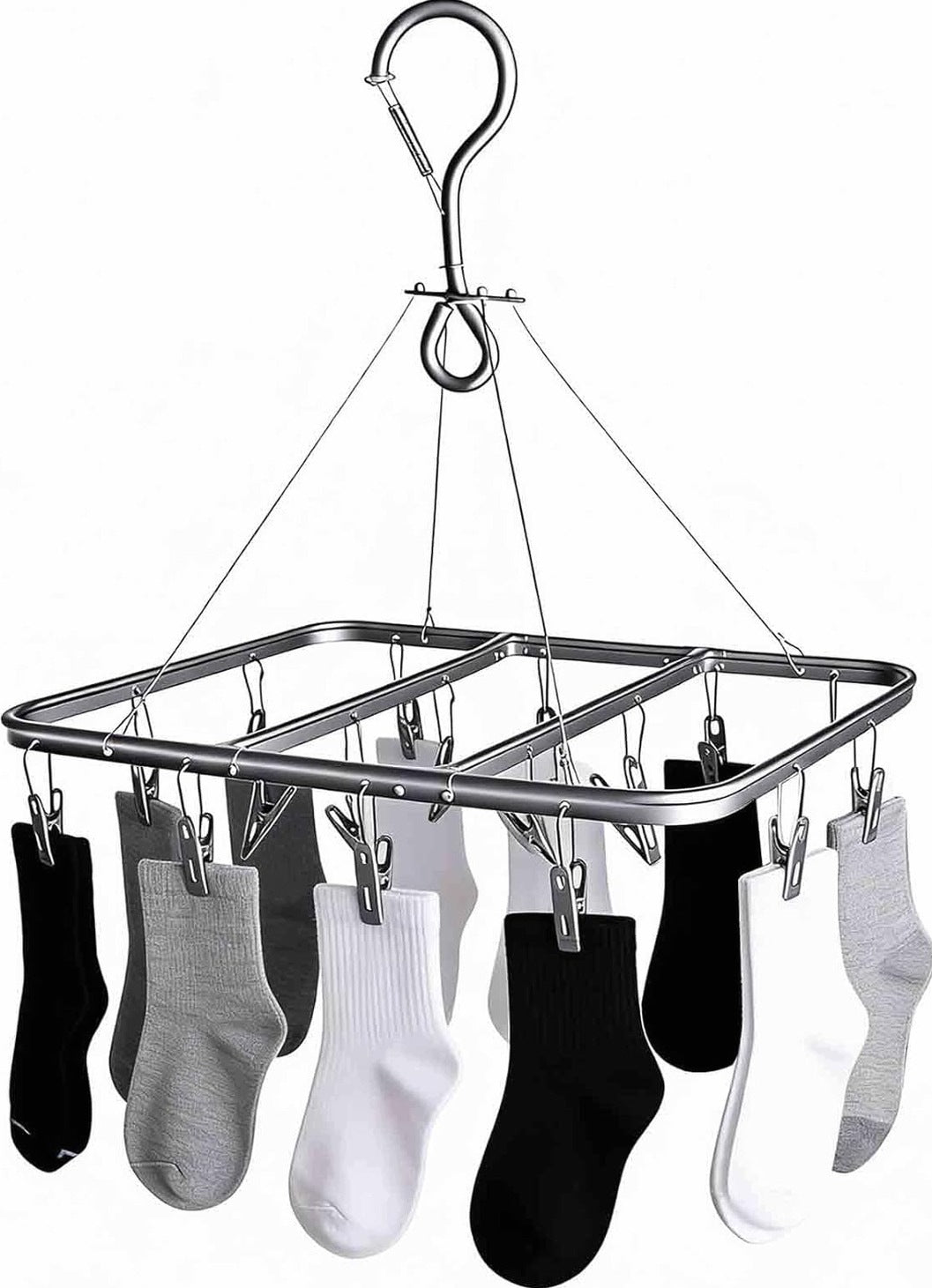 CLIPS 16 FOLDING ALUMINUM SWIVEL HANGING LAUNDRY UNDERWEAR SOCKS
