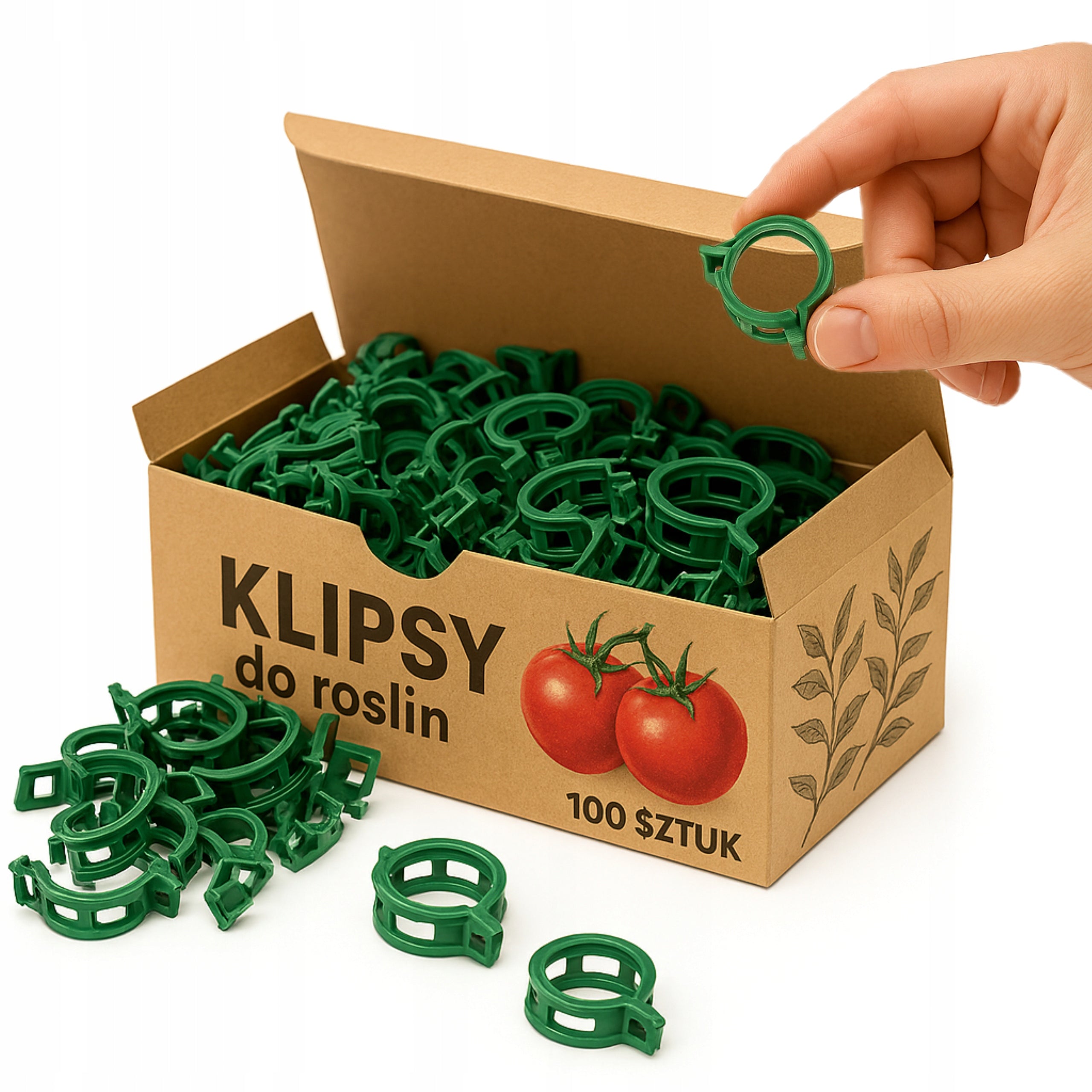 CLIPS FOR TOMATOES PLANTS CLASPS CLIP HOLDER FOR STEMS OF SHOOTS 100 PIECES Packaging status original