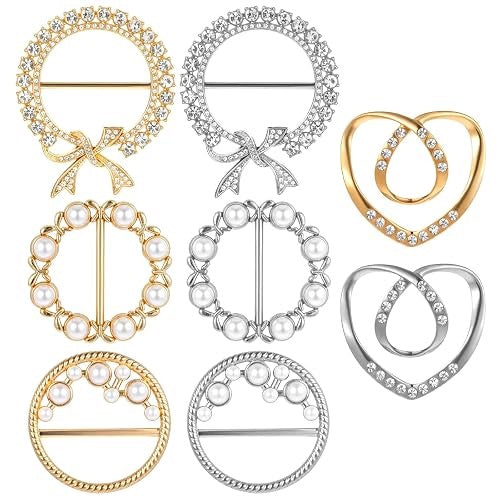 CLIPS SCARF BUCKLE METAL FOR WOMEN SET OF 8 PCS CRYSTAL metal