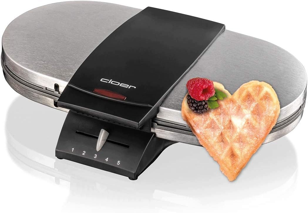 CLOER 1329 WAFFLE IRON FOR 2 HEART WAFFLES 1200W STANDBY LIGHT