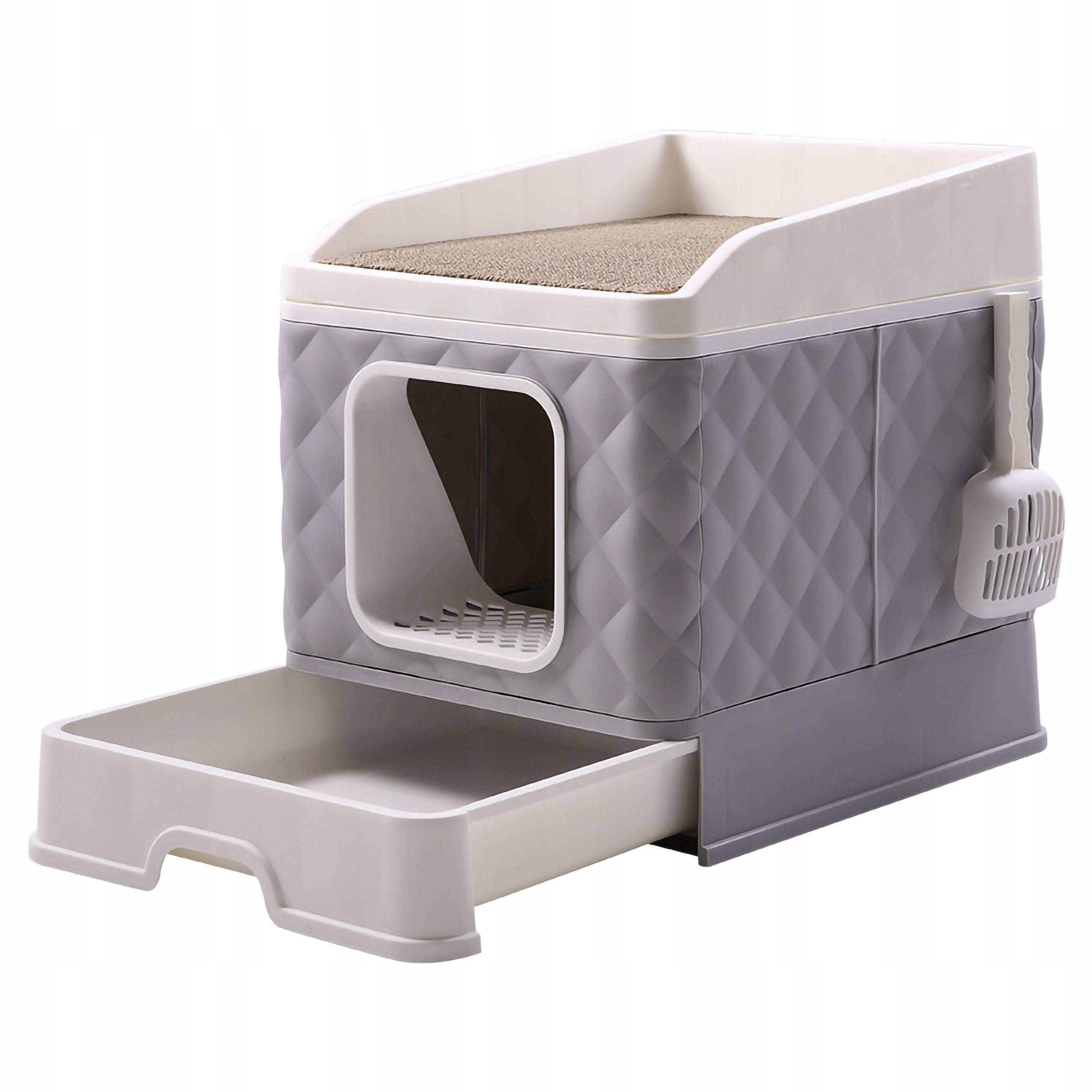 CLOSED CAT LITTER BOX WITH PULL-OUT DRAWER AND SPATULA Manufacturer code KDK-08