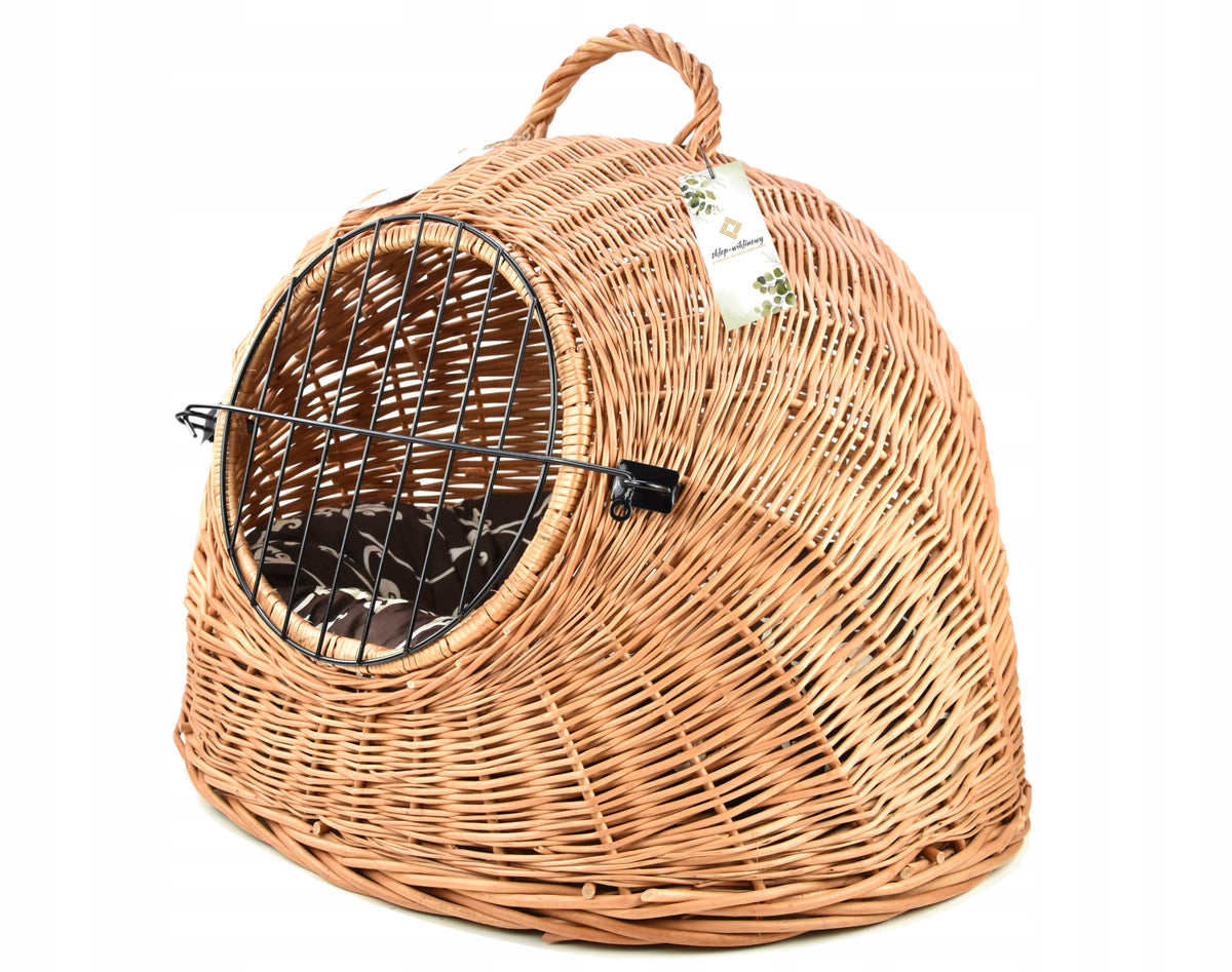 CLOSED wicker dog cat house + PILLOW 60 cm