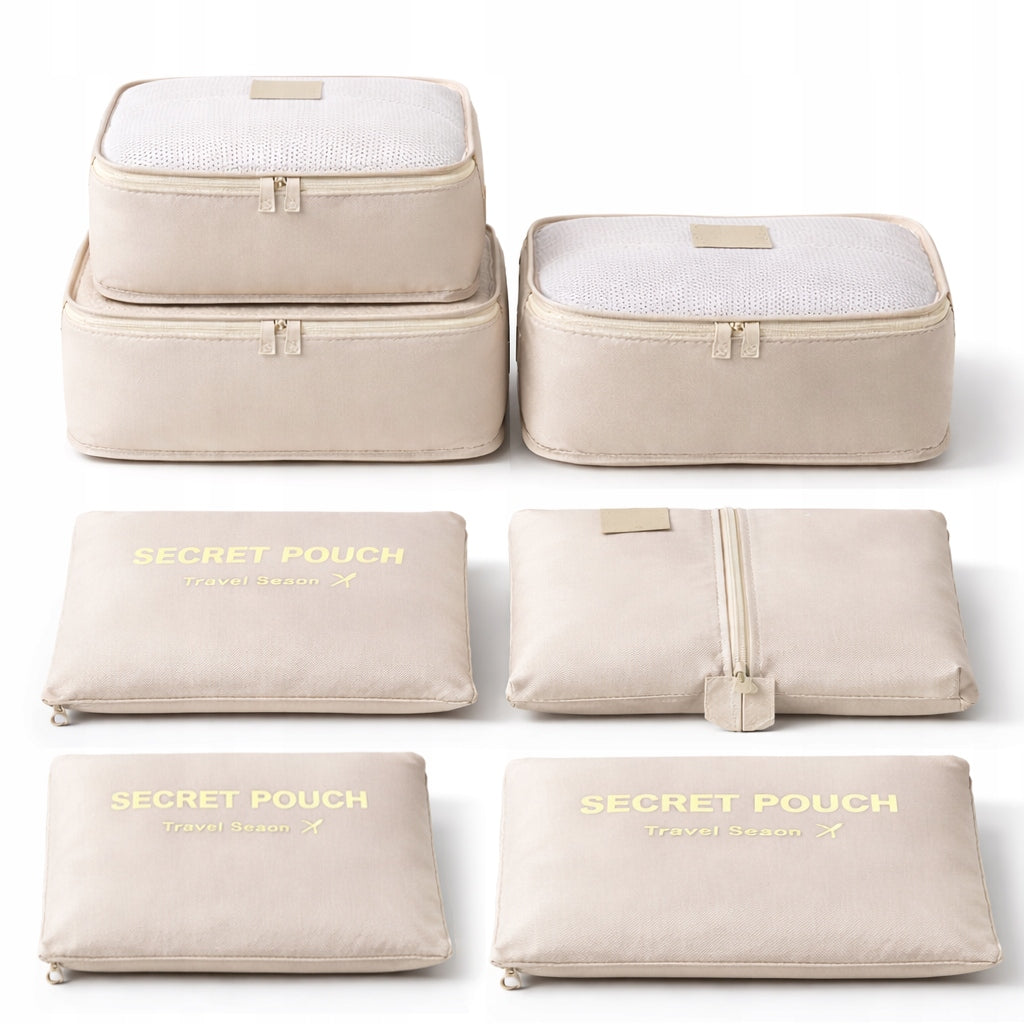 CLOSET CASE ORGANIZER SET OF 7PCS TRAVEL ORGANIZER FOR CLOTHES CREAM