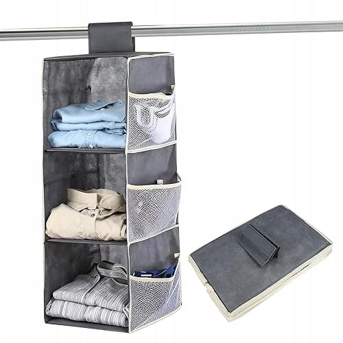 CLOSET HANGING ORGANIZER 6 POCKETS MESH 3 COMPARTMENTS STORAGE