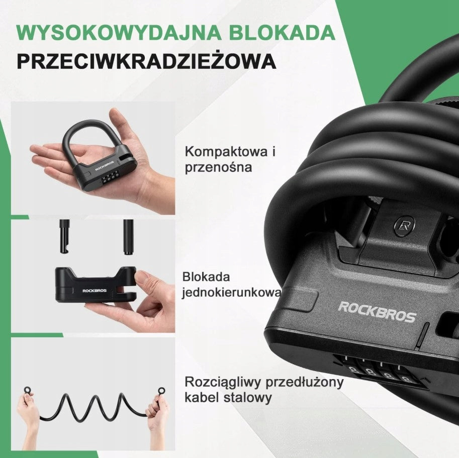 CLOSURE Bike scooter LOCK for 4 digit code black | ROCKBROS | Model Zapięcie rowerowe