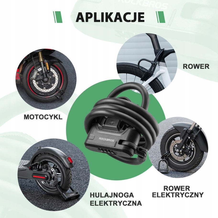 CLOSURE Bike scooter LOCK for 4 digit code black | ROCKBROS | Weight 600 g
