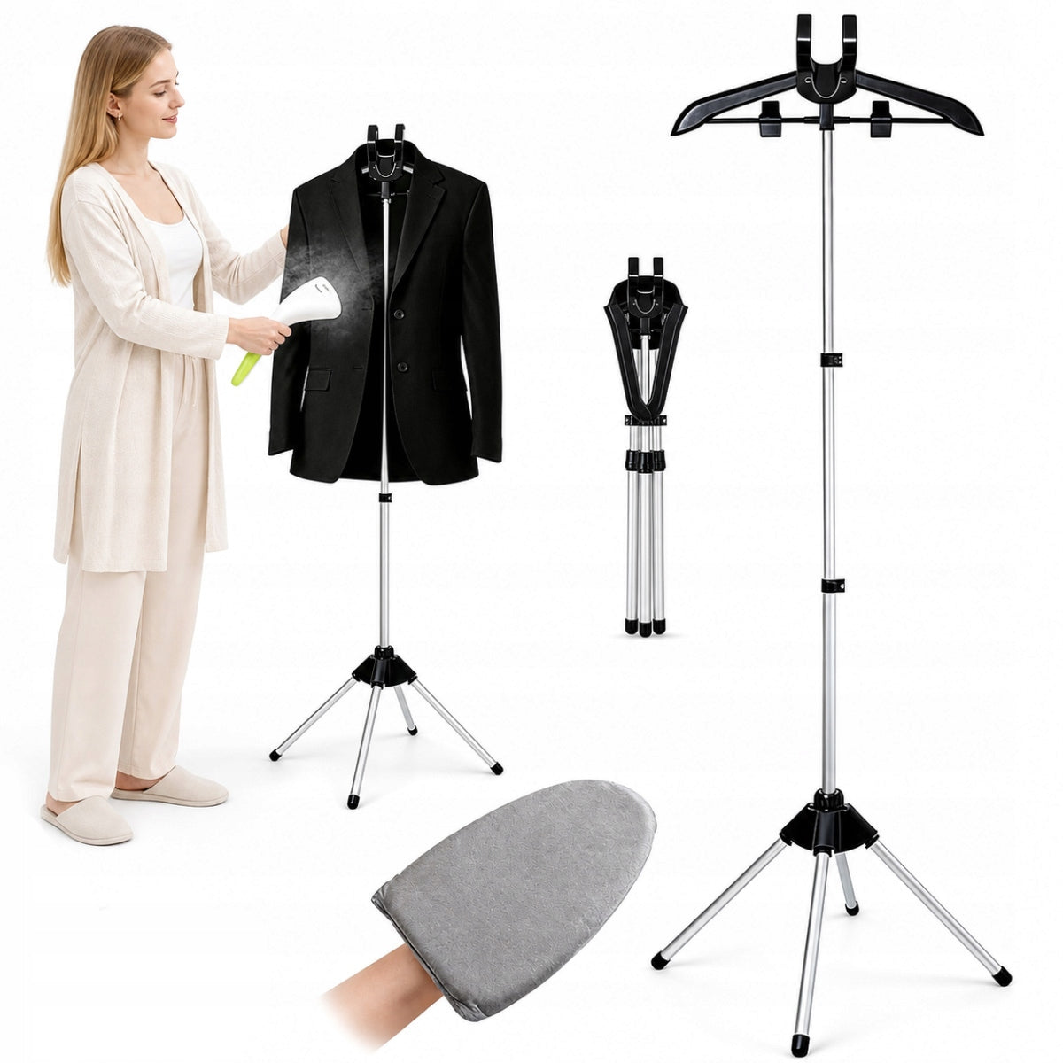CLOTHES HANGER SHIRT IRONING HOLDER STANDING FOLDING SET