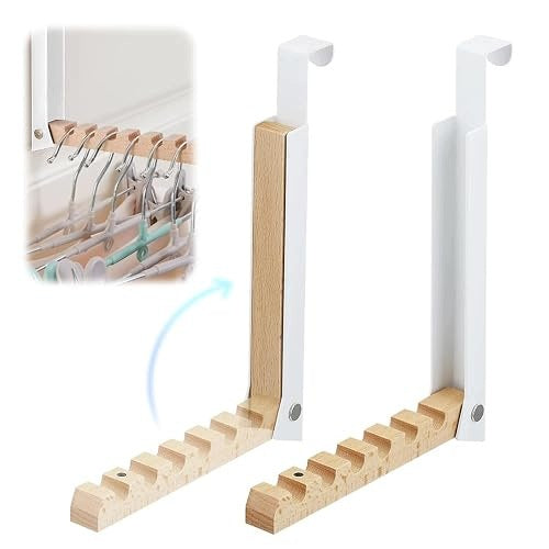 CLOTHES HANGER WOOD METAL WITHOUT DRILLING 6 GROOVES 2 PCS. Brand no brand