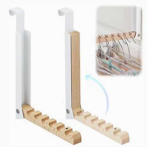 CLOTHES HANGER WOOD METAL WITHOUT DRILLING 6 GROOVES 2 PCS.