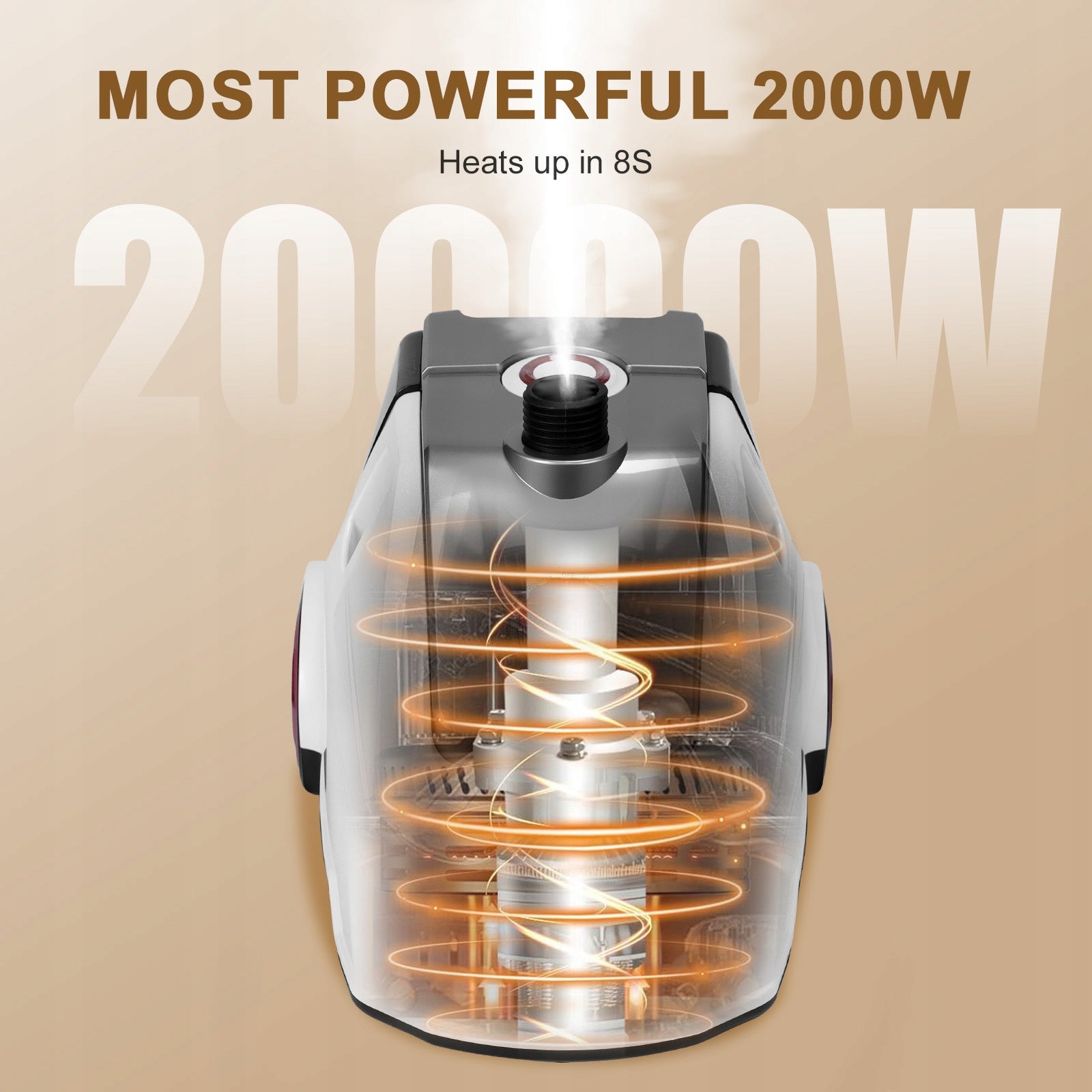 CLOTHES STEAMER 2000w +60 MINUTES CONTINUOUS STEAM Dominant color white