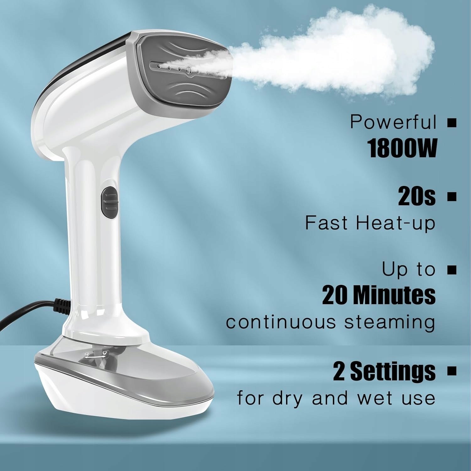 CLOTHES STEAMER 2IN1 1800W CERAMIC FOOT 25G/MIN TANK 300ML LED EAN (GTIN) 5907094629108