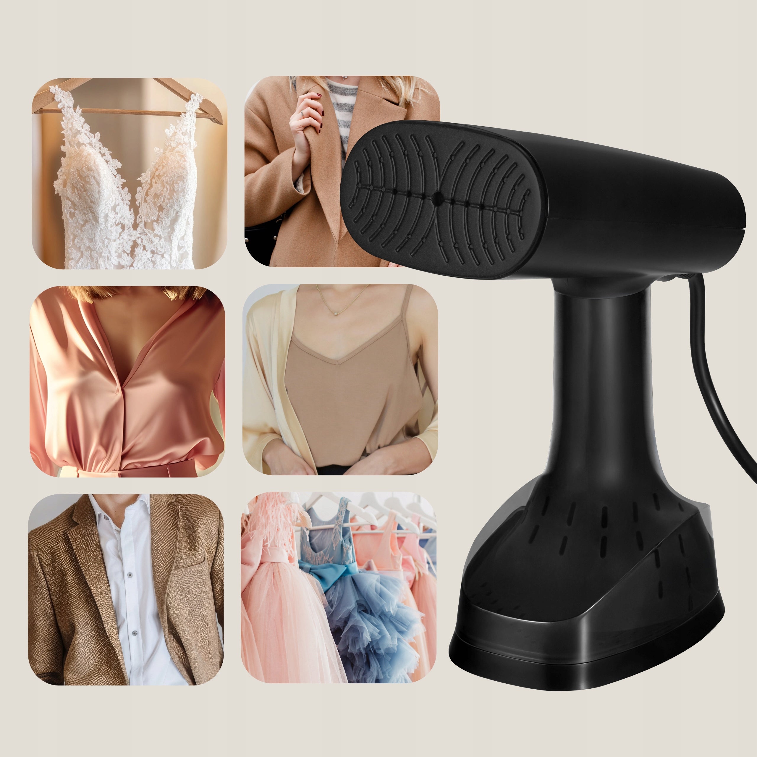CLOTHES STEAMER IRON STEAMER STRONG CERAMIC PLATE ADJUSTMENT Dominant color black