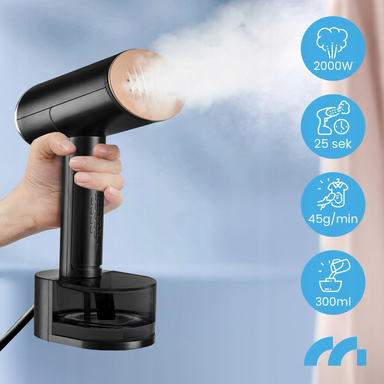 CLOTHES STEAMER SET CLIP CASE 2000W STRONG Safety drip stop safety switch overheating protection