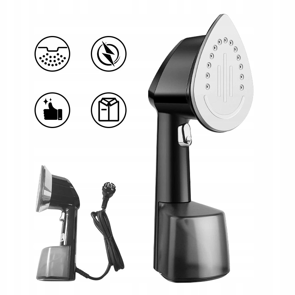 CLOTHES STEAMER STEAM IRON 1500W 2 IN 1 PORTABLE FOR HOME AND TRAVEL Dominant color black