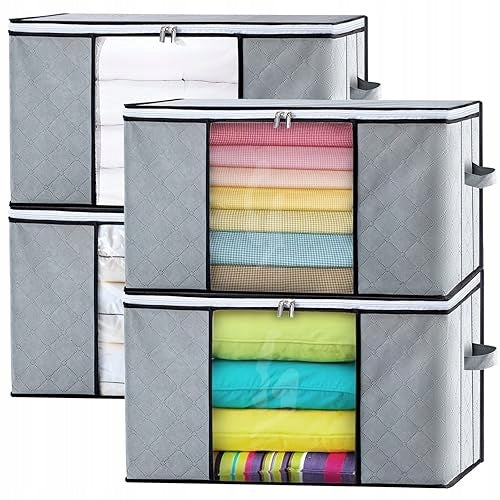 CLOTHES STORAGE BAG SET OF 4 PIECES 84 LITERS STEEL CONTAINER