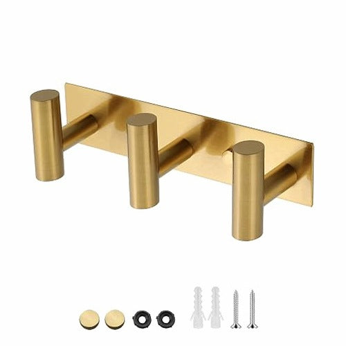 CLOTHES WALL HANGER 3 HOOKS STAINLESS STEEL FOR HALLWAY