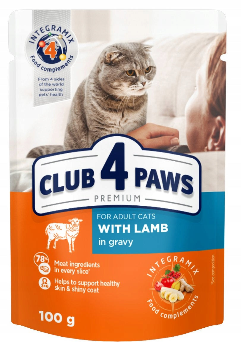 CLUB 4 PAWS Premium Wet Cat Food with Lamb in Sauce 100 g