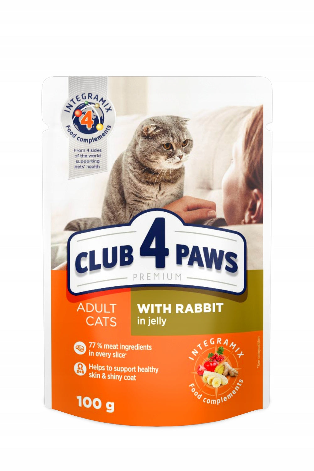 CLUB 4 PAWS Premium Wet Cat Food with Rabbit in Jelly 100 g