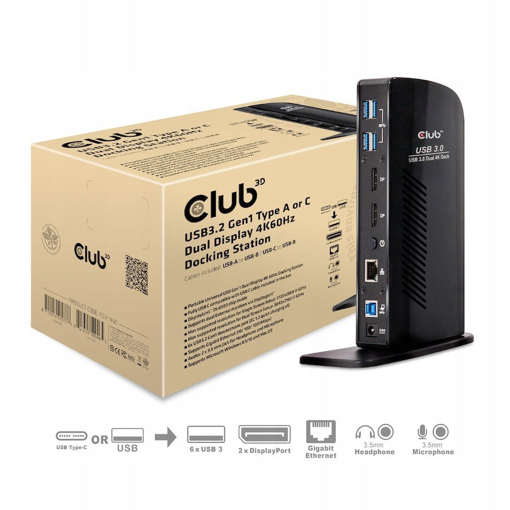 CLUB3D USB 3.0 Dual Display 4K60Hz Docking Station