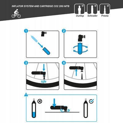 CO2 pump for MTB bike + cartridge 20 g Length 13 cm