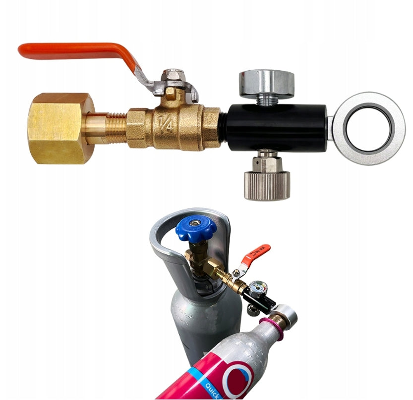 CO2 refill station for Sodastream DUO cylinders with quick coupler and valve