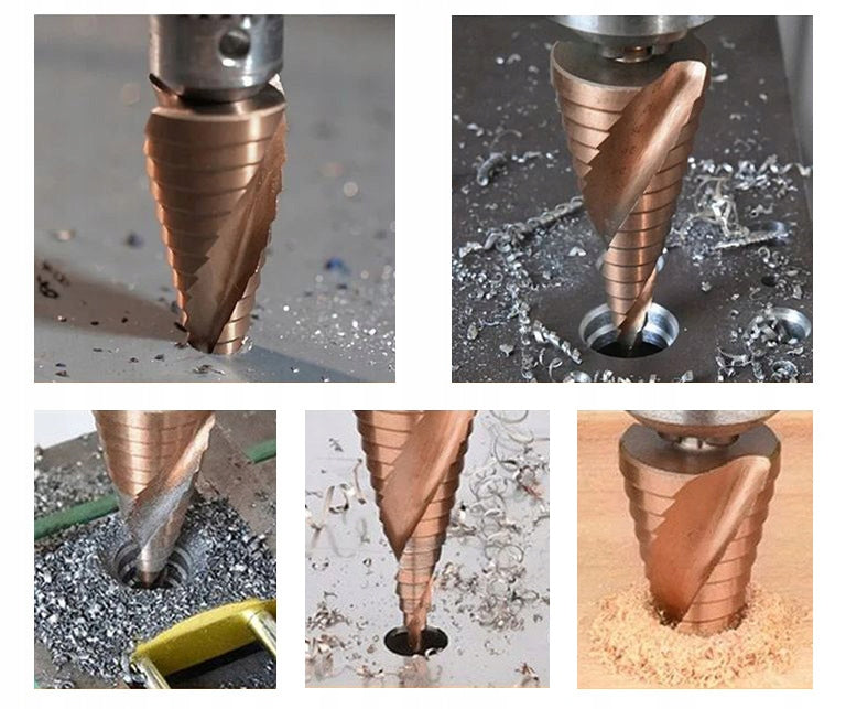 COBALT DRILL BITS STEP CONICAL FOR METAL STEEL SET HSS-Co 3 pieces Drill bit type drill bit set