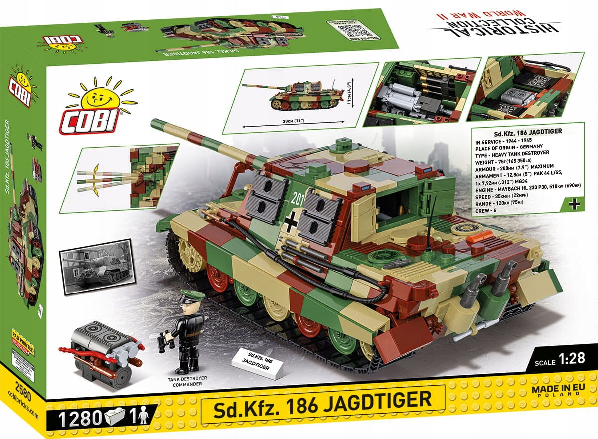 Konstruktorius Cobi Sd.Kfz. 186 Jagdtiger 1/28 2580, 1280 d.