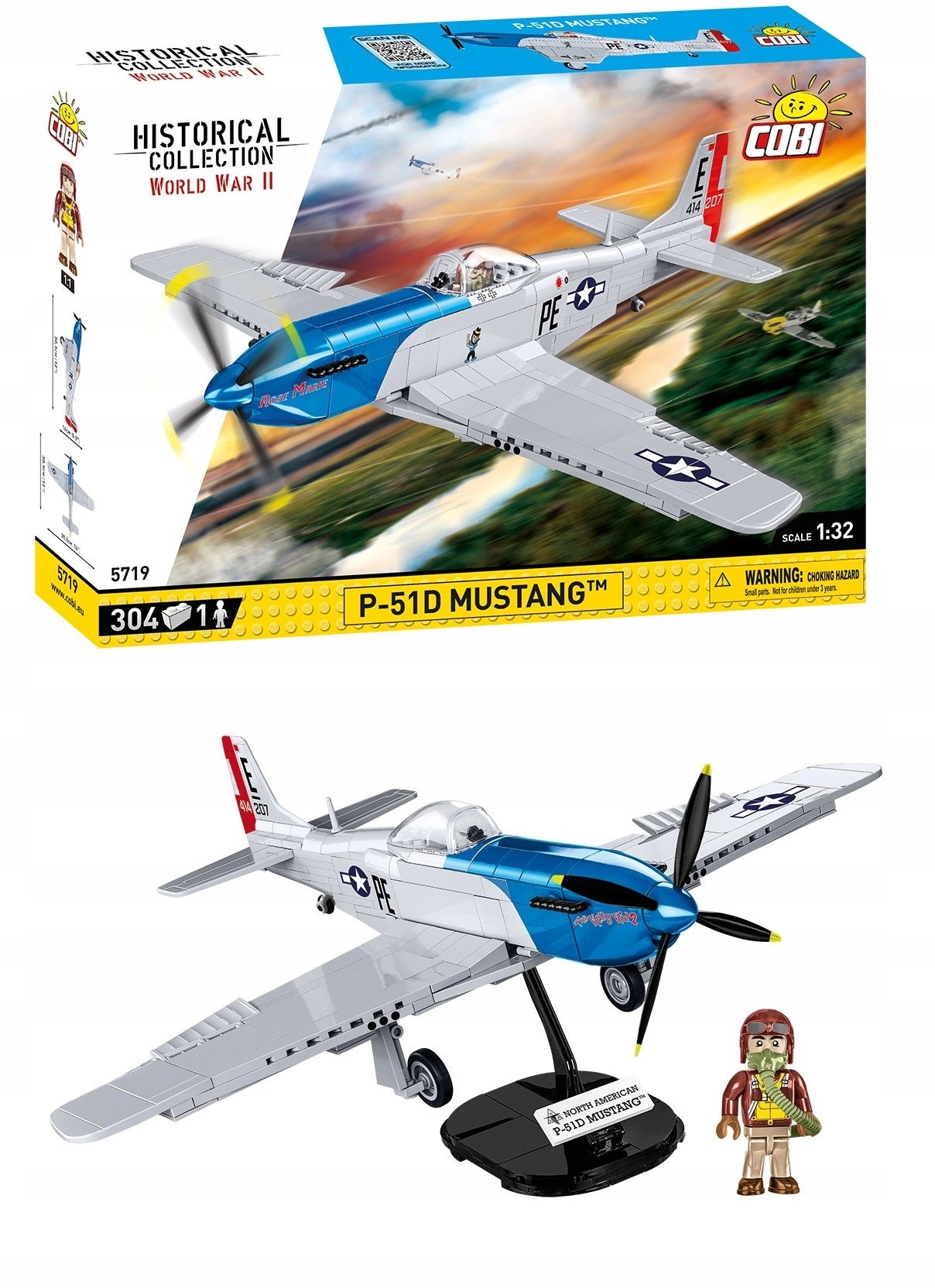 Surenkamas modelis Mustang P-51D Cobi, 5719, 304 d.