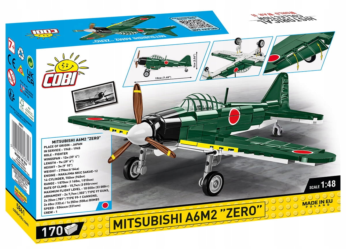 Konstruktorius Cobi Mitsubishi A6M2 Zero 1/48 5861, 170 d.