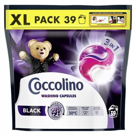 COCCOLINO BLACK 3IN1 CAPSULES FOR WASHING BLACK AND DARK FABRICS 39 WASHES
