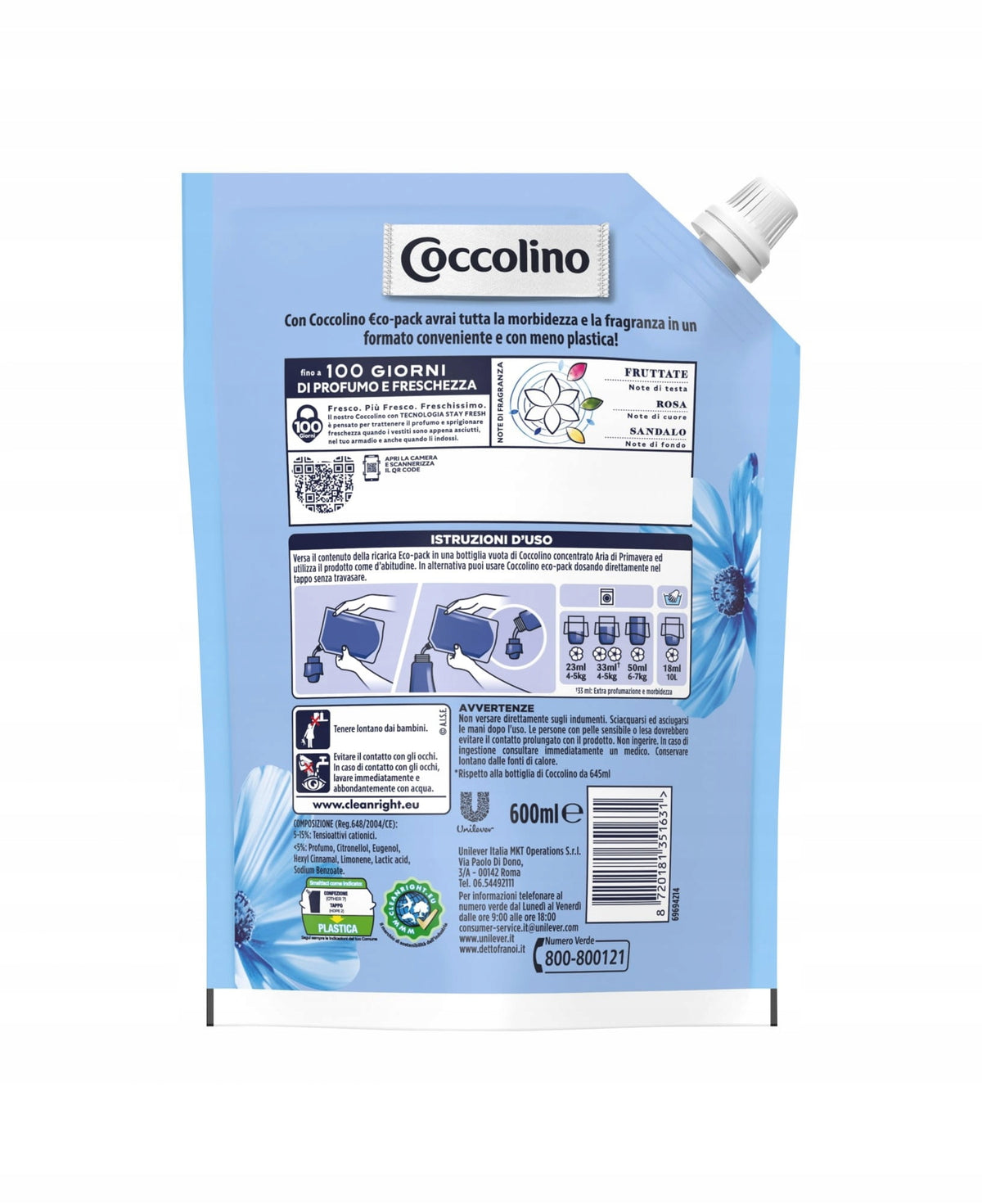 COCCOLINO RINSE CONCENTRATE SUPPLEMENT 26 RINSES Manufacturer code COC872018135