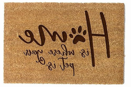 COCONUT DOORMAT HOME IS WHERE YOUR PET GIFT for Christmas Birthday